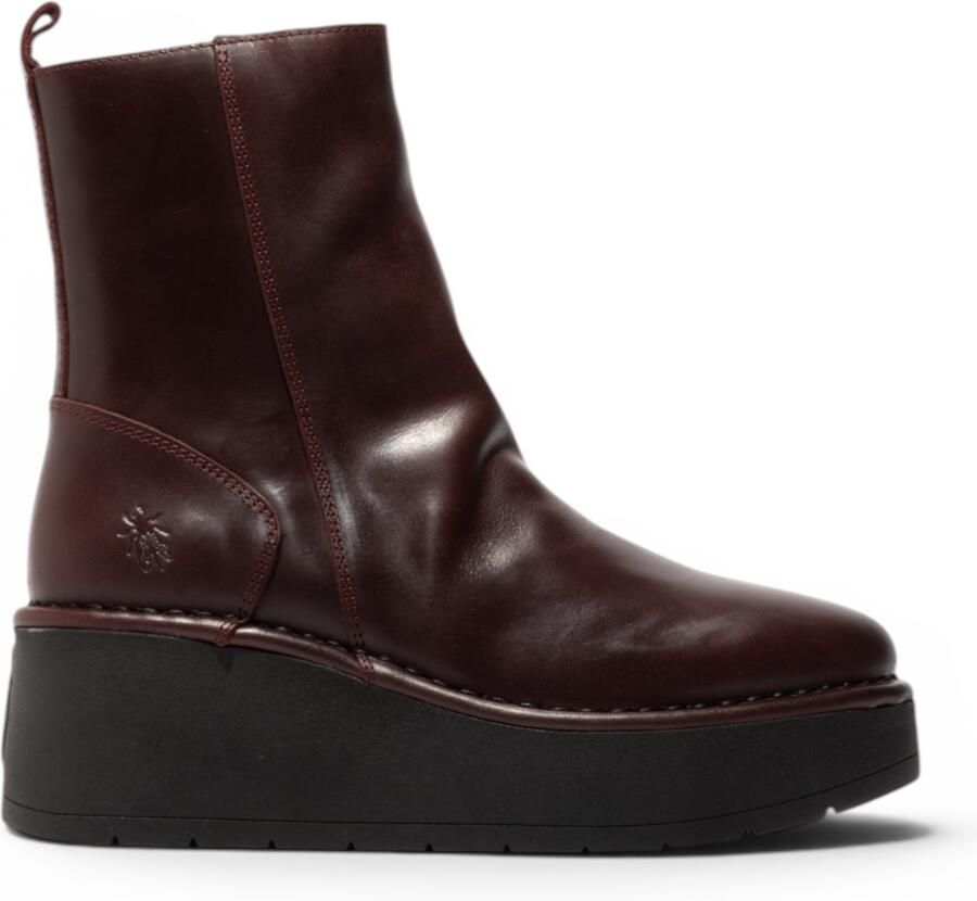 Fly London Dames Wijn Leer Wighak Platform Enkellaarzen HEIJ272