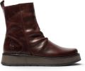 Fly London Dames Wijn Leren Rits Platform Enkellaarzen RENO053FLY - Wijnrood