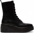 Fly London Dames Zwarte HAIT273 Leren Veterschoenen met Dikke Plateauzool - Zwart
