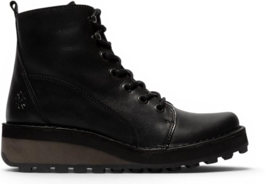 Fly London dames zwarte leren veterschoenen enkellaarzen HAZI147