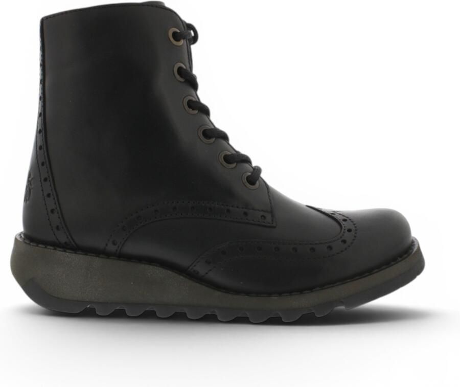 Fly London dames zwarte leren veterschoenen enkellaarzen SARL069
