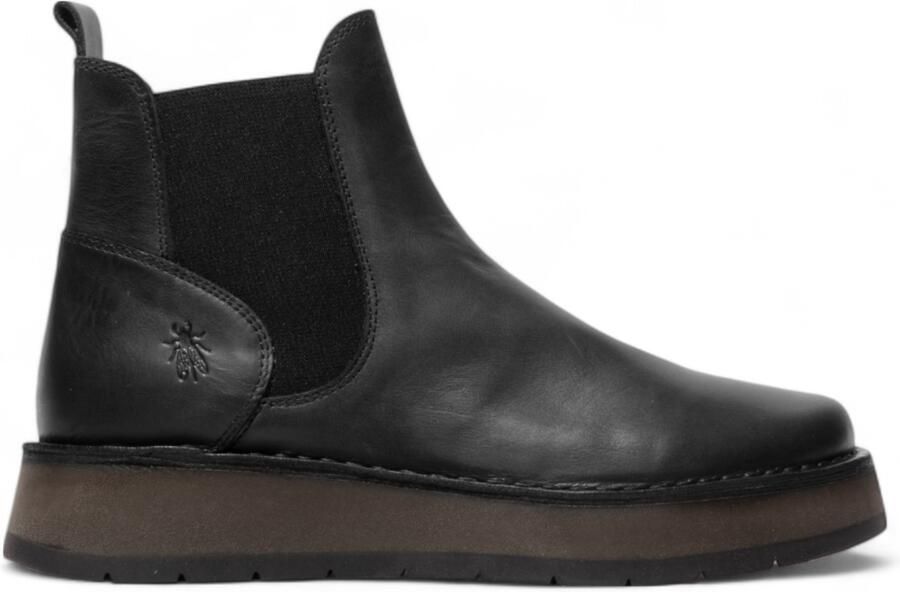Fly London Dames Zwarte RAWI131 Chelsea Leren Enkellaarsjes met Klassieke Comfort
