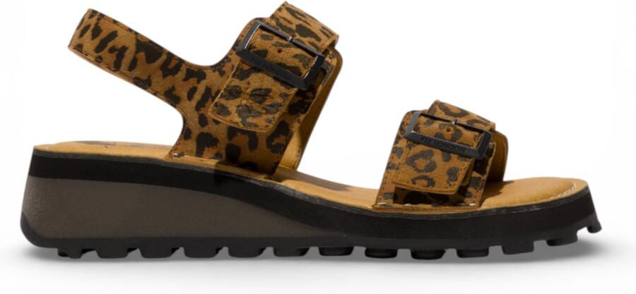 Fly London HEIF558FLY dames sandalen met gesp en cheetahprint in bruin leer
