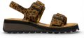 Fly London HEIF558FLY dames sandalen met gesp en cheetahprint in bruin leer - Cognac