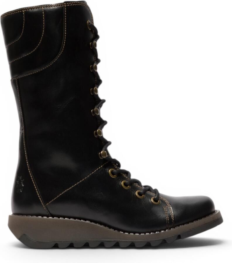 Fly London Vrouwen Zwarte Leren Veteraars Combat Ankle Boots STER768