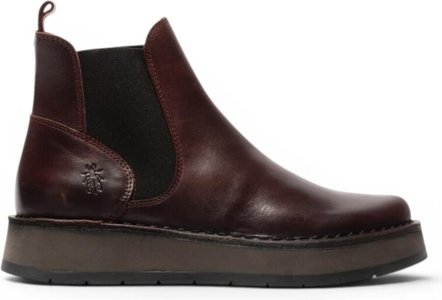 Fly London Womens Wine Chelsea Leather Ankle Boots RAWI131