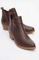 Forever & Always Dovena Leren Blokhak Enkellaars (Dames) - Bruin