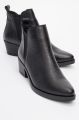 Forever & Always Dovena Leren Blokhak Enkellaars (Dames) - Zwart