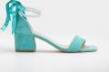 Forever & Always Illy Laag Block Hak Sandalen with Pearls - Lichtblauw