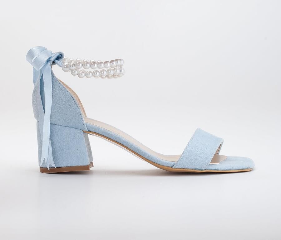 Forever & Always Illy Laag Block Hak Sandalen with Pearls