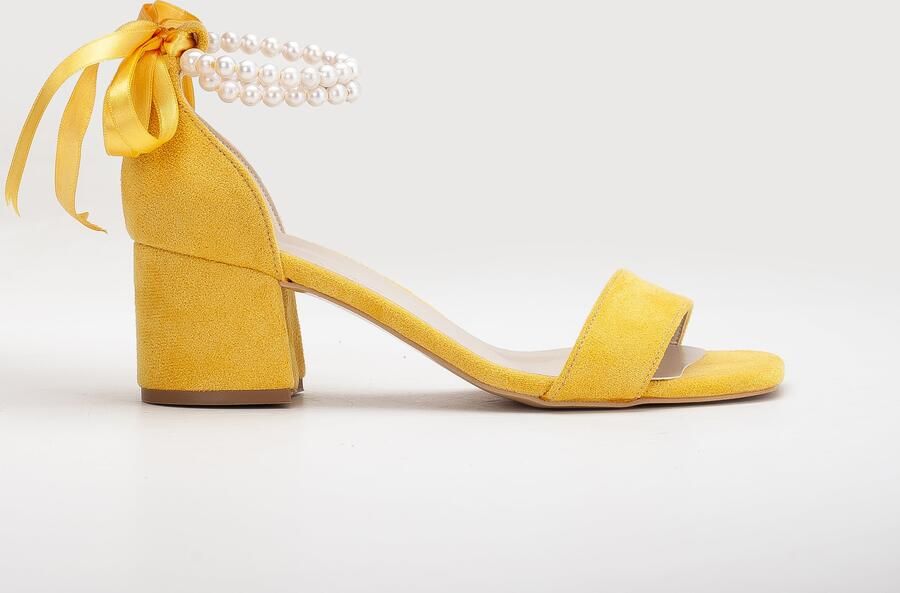 Forever & Always Illy Laag Block Hak Sandalen with Pearls