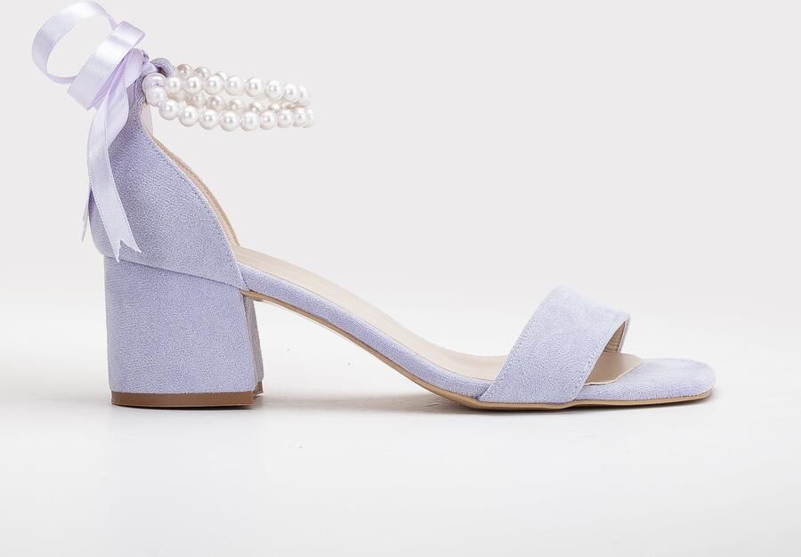 Forever & Always Illy Laag Block Hak Sandalen with Pearls