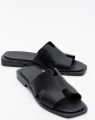 Forever & Always Jez Leer Slide Sandaal (Women) - Zwart