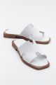 Forever & Always Jez Leer Slide Sandaal (Women) - Wit