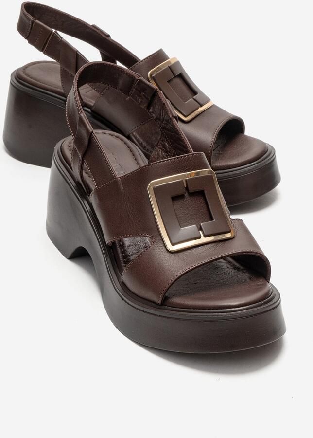 Forever & Always Lucia Leer Gesp Platform Sandaal