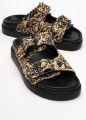 Forever & Always Milana Leer Double‑Strap Sandaal (Women) - Zwart