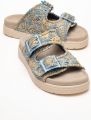 Forever & Always Milana Leer Double‑Strap Sandaal (Women) - Blauw