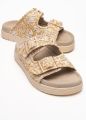 Forever & Always Milana Leer Double‑Strap Sandaal (Women) - Beige