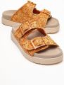 Forever & Always Milana Leer Double‑Strap Sandaal (Women) - Oranje