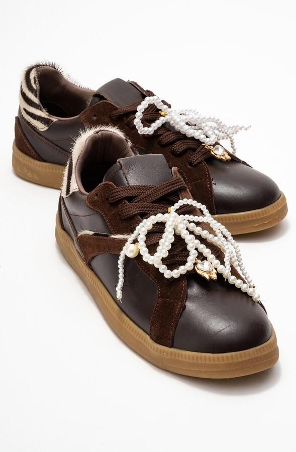 Forever & Always Taren Leren Parel Gesp Sneakers Dames