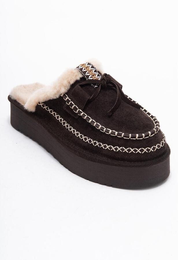 Forever & Always Yalina Leren Platform Mocassin Slippers