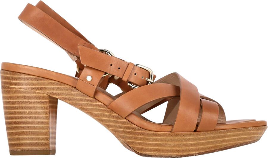 Fratelli Rossetti Blok Haksandalen in Bruin Leder