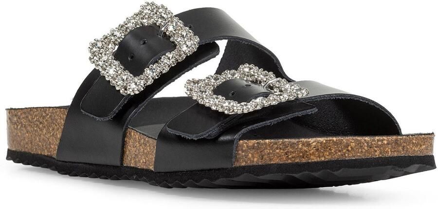 Geox D BRIONIA R Leren Dames Zwarte Sandalen