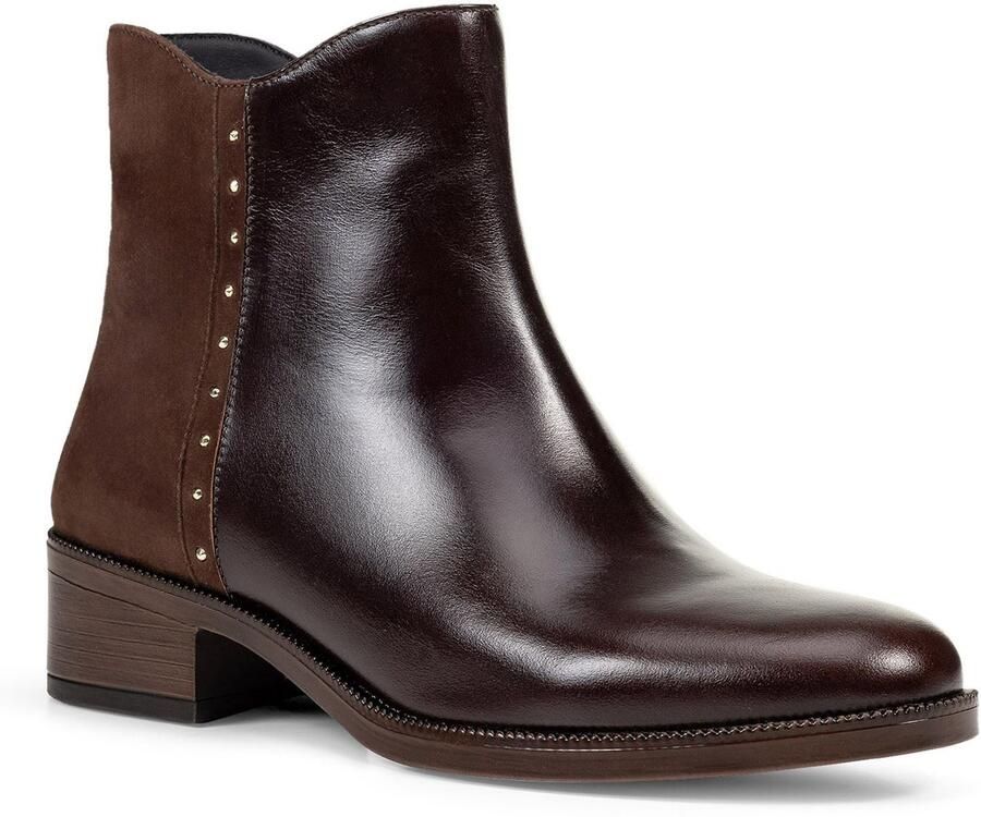 Geox D Camexia Leren Dames Donkerbruine Laarzen