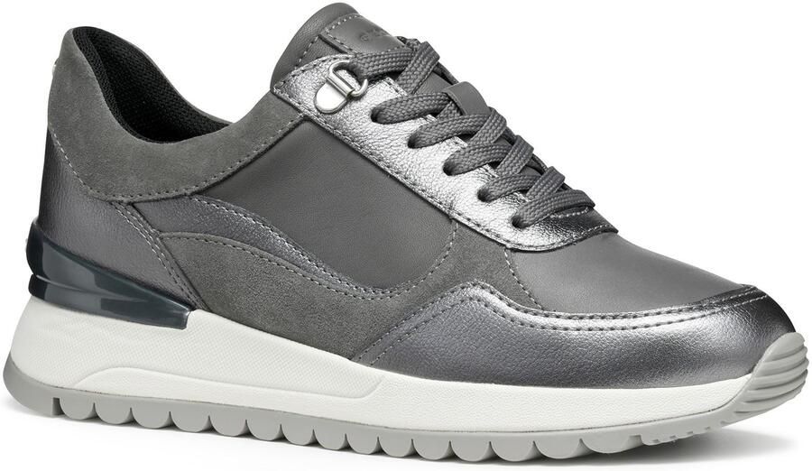Geox D Desya A Leren Dames Donkergrijze Gun Sneakers