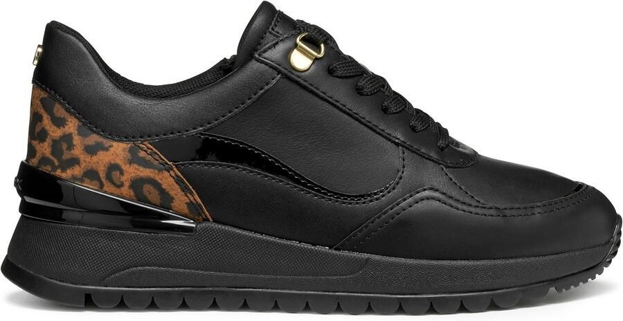 Geox D Desya A Leren Dames Zwarte Sneakers