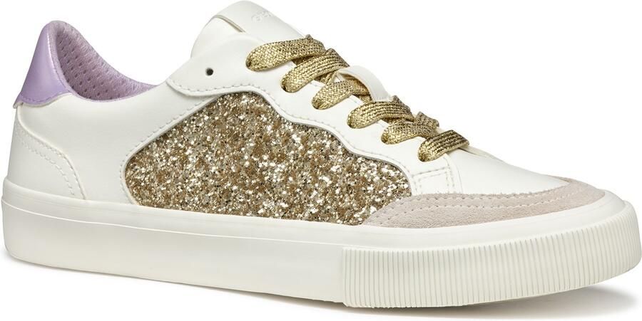 Geox D EMMELENY Dames Optic White Licht Gouden Sneakers