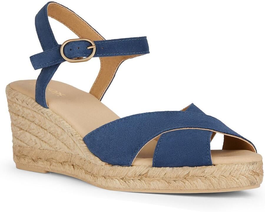 Geox D Gelsa Laag Leren Vrouwen Navy Sandalen