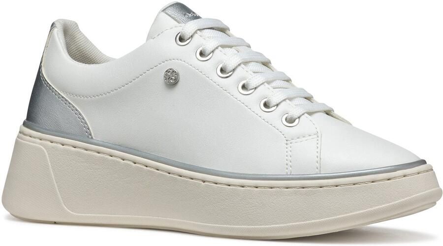 Geox D SUNNETTY Synthetisch Polyurethaan Dames Witte Zilveren Sneakers