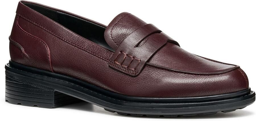 Geox D Walk Pleasure F Leren Vrouwen Wijnkleurige Mocassinschoenen