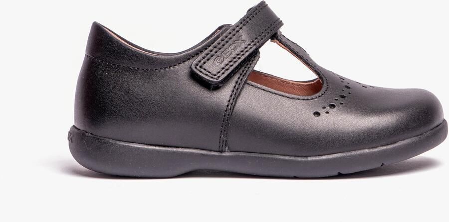 Geox Naimara G B Meisjes Leren School schoenen met Klittenbandsluiting Zwart