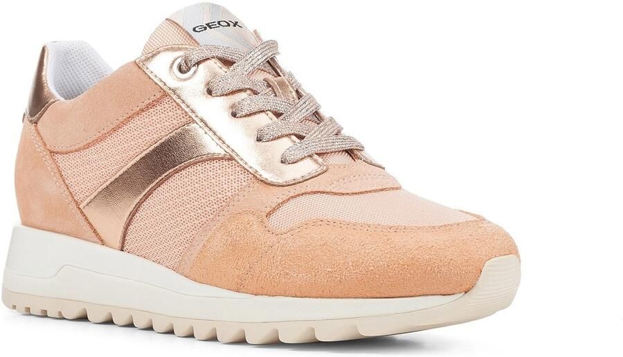 Geox Tabelya Leren Dames Perzikkleurige Sneakers