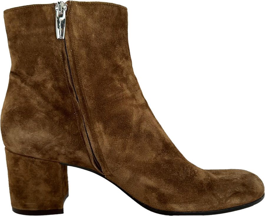 Gianvito Rossi Pre-owned Gianvito Rossi Margaux enkellaarsjes met blokhak in bruin suède
