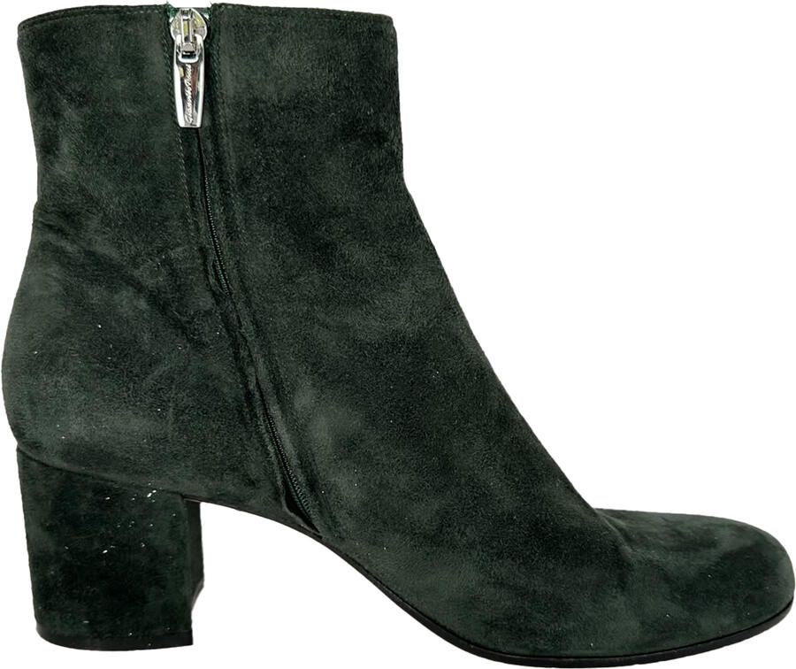 Gianvito Rossi Pre-owned Gianvito Rossi Margaux enkellaarsjes met blokhak in olijfgroen suède