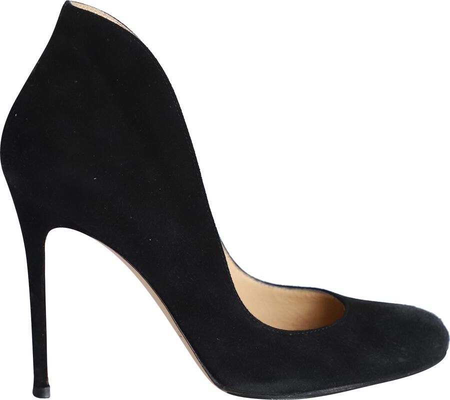 Gianvito Rossi Pre-owned Gianvito Rossi Ronde Neus Flared Pumps in Zwart Suède