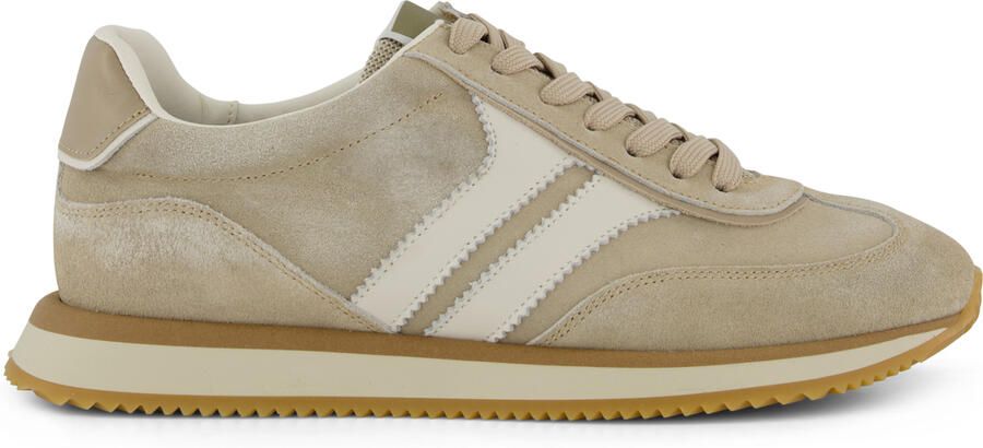 Giorgio beige wit sneakers laag met blauwe beige veters