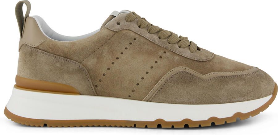 Giorgio sneakers laag suede met witte zool khaki