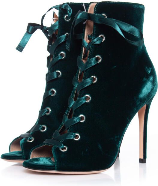 Giuseppe Zanotti Pre-owned Giuseppe Zanotti Groene fluwelen enkellaarsjes.
