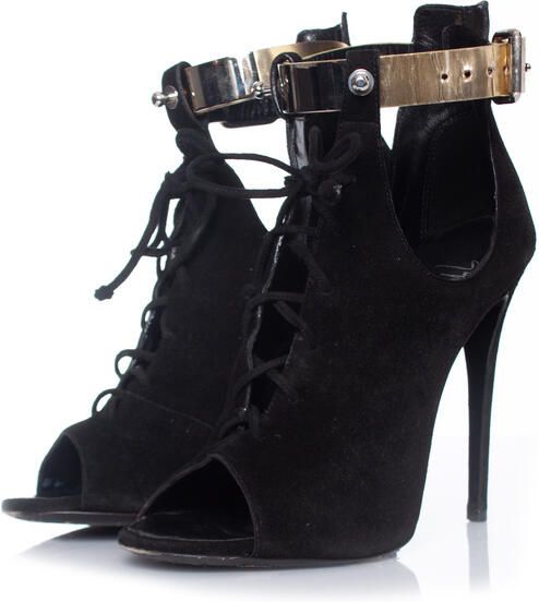 Giuseppe Zanotti Pre-owned Giuseppe Zanotti x Anja Rubik Zwarte suède gladiator sandaal