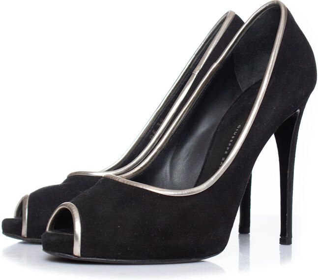 Giuseppe Zanotti Pre-owned Giuseppe Zanotti Zwarte suède peep toe pump