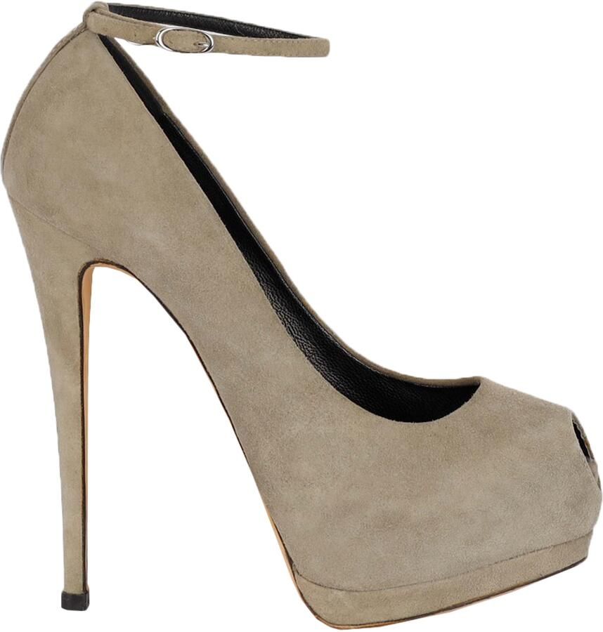 Giuseppe Zanotti Pre-owned Taupe Suède Platform Pump met Enkelsluiting '20s
