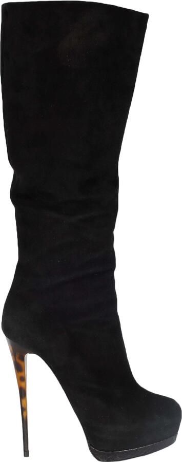 Giuseppe Zanotti Pre-owned Zwarte Suède Boots met Dierenprint Hakken '20s