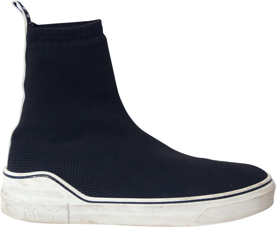 Givenchy Pre-owned Givenchy George V Logo Stretch-Knit Hoge Sleehals Slip-On Sneakers in Zwart Polyamide