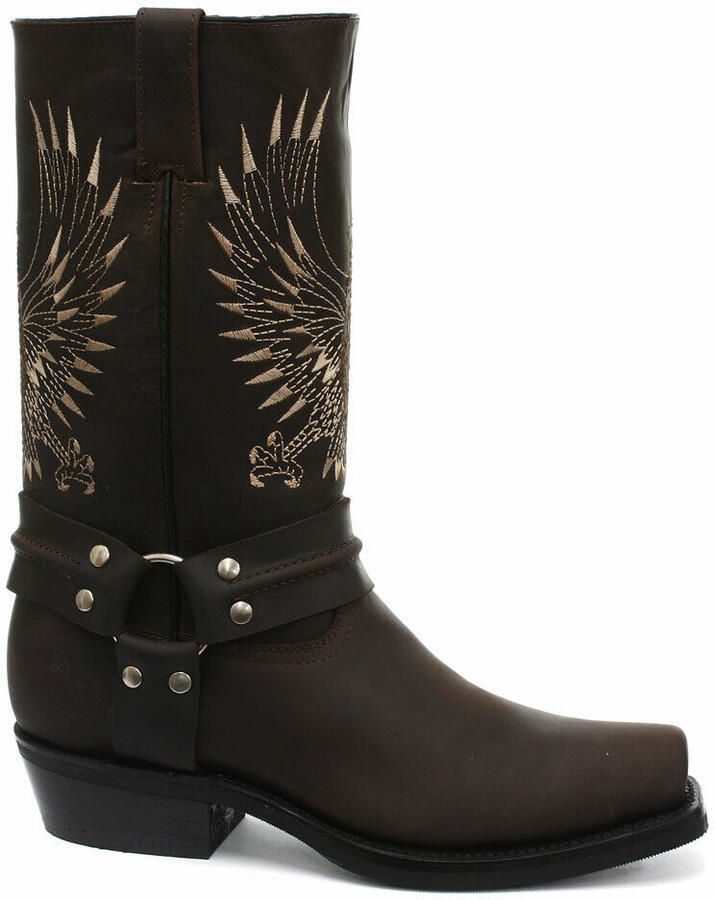 Grinders bruin lederen cowboylaarzen voor heren Bald Eagle