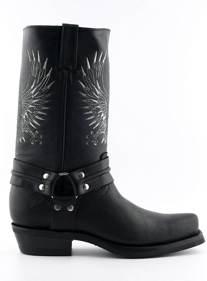 Grinders heren zwart lederen cowboylaarzen-Bald Eagle - Foto 1