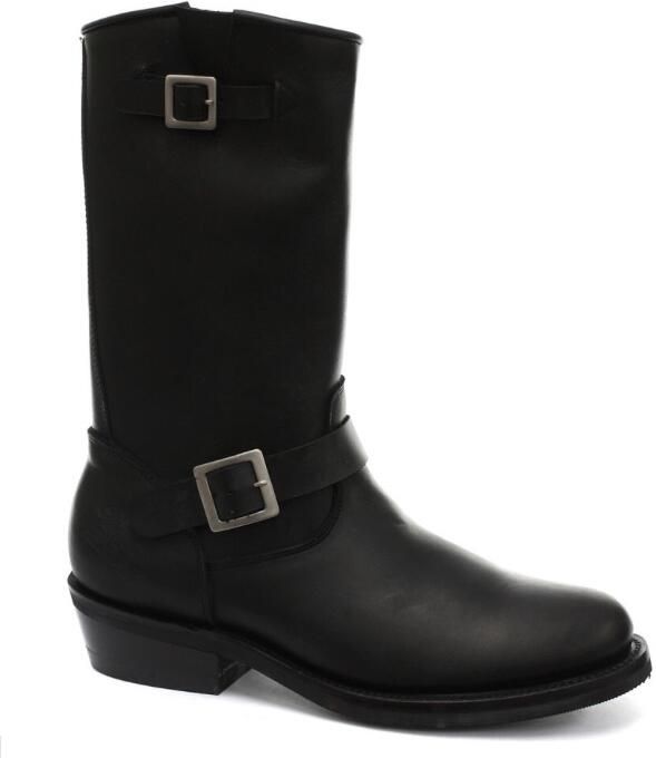 Grinders Unisex zwarte gladde zool westerse leren laarzen-Rebel